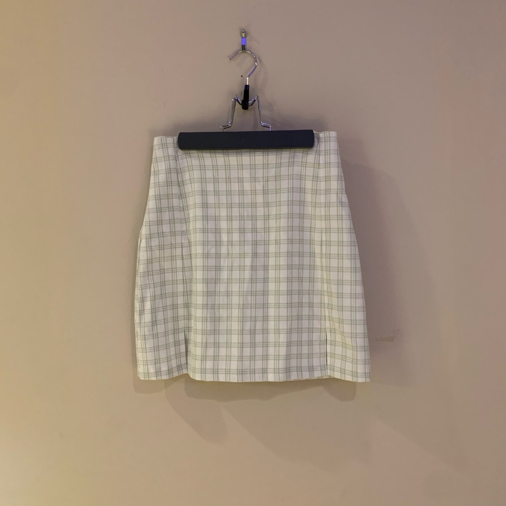 green and white skirt